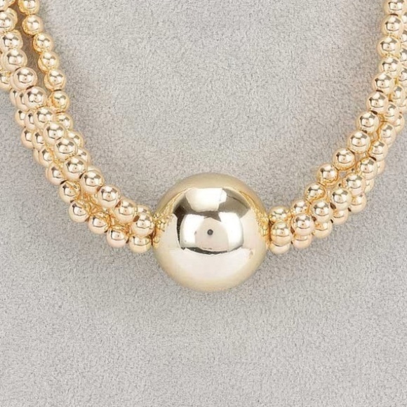 GOLD CCB BEAD NECKLACE - Picture 2 of 3